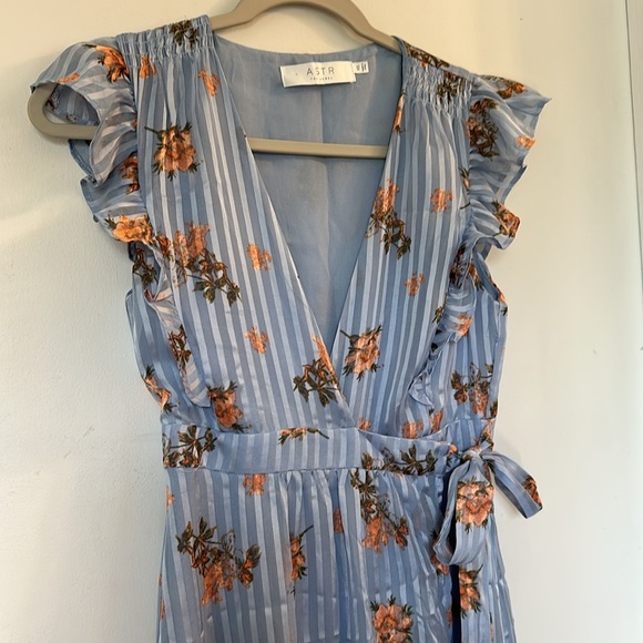 ASTR The Label Lila Light Blue Floral Print Midi Dress Hi-Low Women's X-Small - Picture 5 of 7